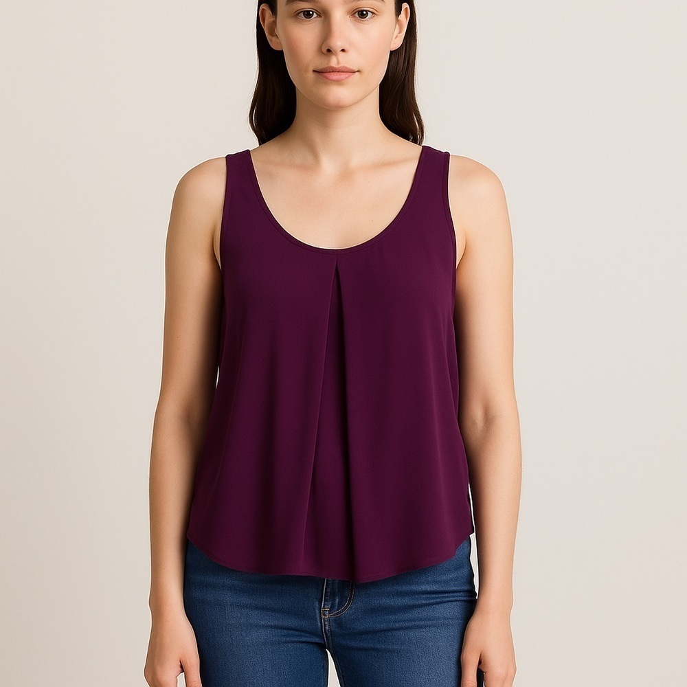Silence + Noise Purple Silk Semi Sheer Blouse Women’s M Coastal Preppy Minimal